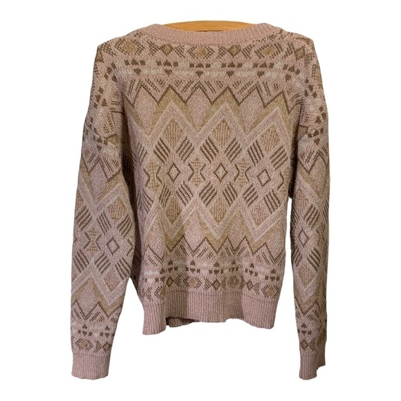 💰Hem & Thread Boxy Rose, Brown, Cream  Crew Neck Sweater -Size S - Picture 5 of 10